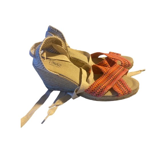 Pima 2 wedge espadrille ankle wrap pink multicolor polkadot sandals size - Picture 8 of 11